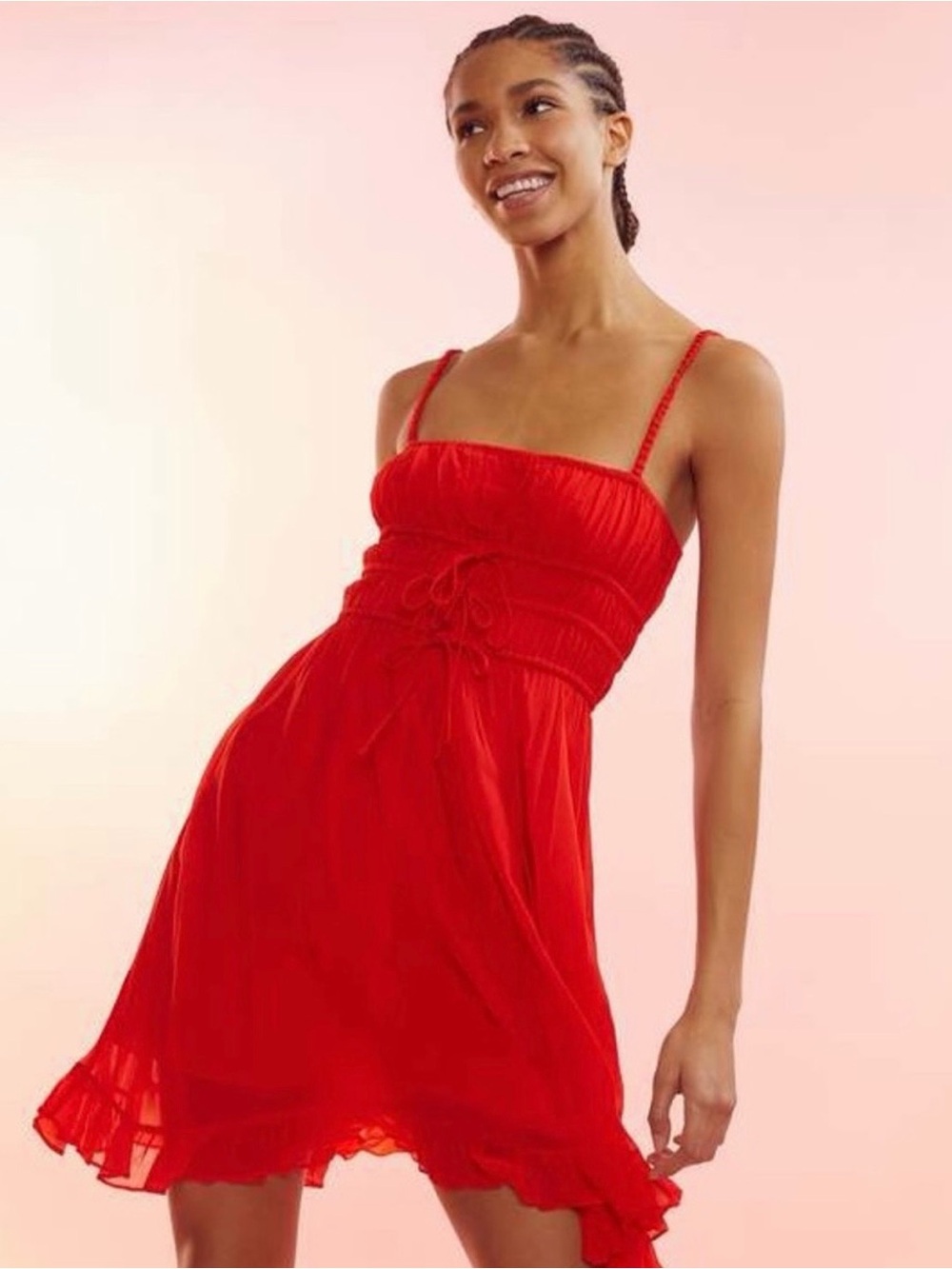 Cynthia Rowley Vibrant Red Smocked Sundress